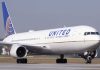 United Airlines plane on the runway.