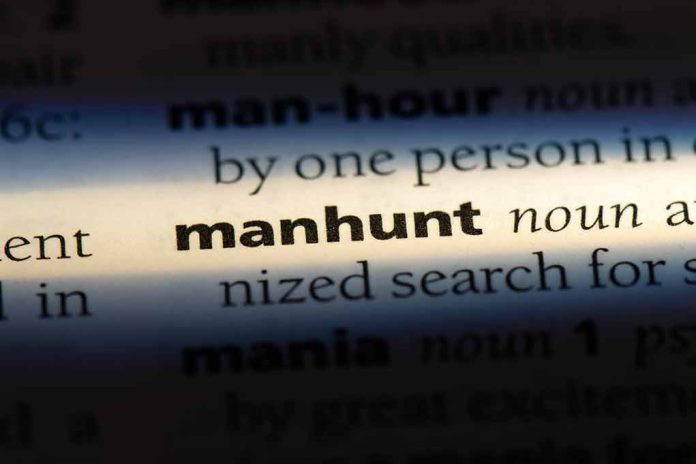 Manhunt definition in a dictionary underlined with light