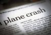 Newspaper headline about a plane crash story