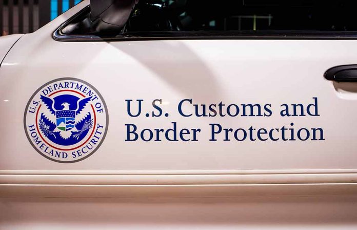 U.S. Customs and Border Protection vehicle logo and text.