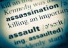 Dictionary page with word assassination highlighted