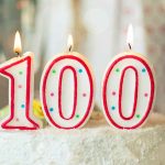 Candles shaped as 100 on a cake