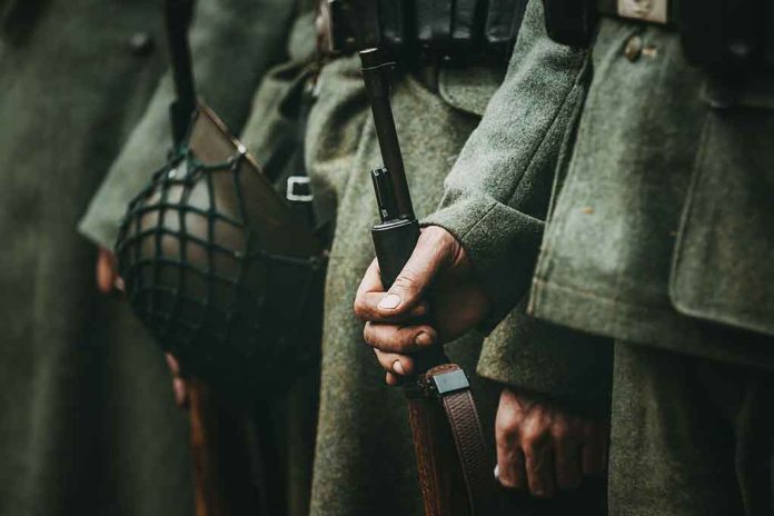 1340357660 featured image Soldiers in uniform holding rifles and grenades