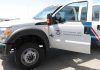 U S Customs and Border Protection truck with open door