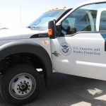 U S Customs and Border Protection truck with open door