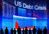 People looking at financial charts displaying US debt crisis