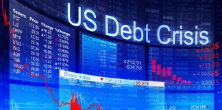 People looking at financial charts displaying US debt crisis