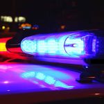 Police car with red and blue lights