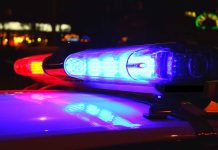 Police car with red and blue lights