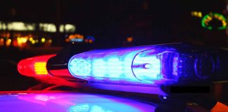 Police car with red and blue lights
