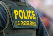 Police US Border Patrol uniform closeup
