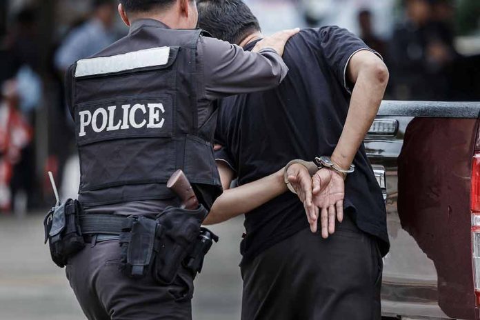 693957643 featured image Police officer arrests handcuffed person.