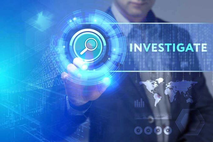 Man pointing at Investigate magnifying glass icon.