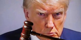 Comey vs. Trump — LATEST Saga in Explosive Legal Battle Gavel in front of a serious mans face.