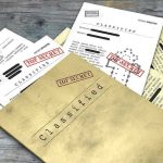 Trump Never Said This About Epstein Classified documents with Top Secret stamps on wooden surface.