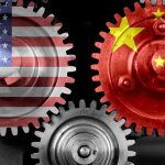 How AI Tech is Secretly Slipping to China Interlocking gears with USA and China flags.