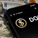 Crypto Kingpin CRUSHED – 15 Years, Billions Gone Smartphone displaying Doge logo on hundred dollar bills