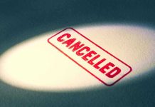 Rare Religious Pushback SHUTS DOWN Blasphemous Show Red Cancelled stamp under a spotlight.