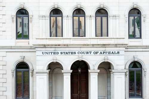 shutterstock_2631922637 Facade of the United States Court of Appeals with arched windows