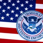 ICE Offers Insurance to Protect Officers on Immigration Arrests U.S. immigration and customs enforcement seal on American flag
