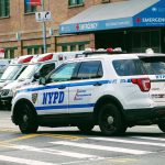 14-Year-Old SHOT Steps From NYC Playground Police car and ambulances outside emergency room entrance.