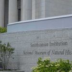 Smithsonian Institution museum exterior with engraved stone sign