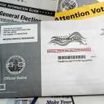 Mail-in ballot envelope and voter information materials