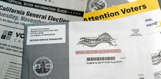 Mail-in ballot envelope and voter information materials