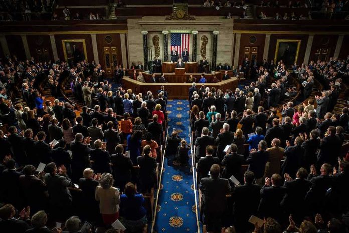 shutterstock_218485888 Legislative chamber audience stands and applauds