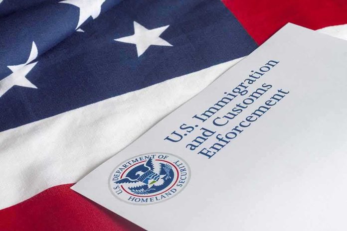 U.S. ICE document on American flag