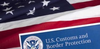 U.S. Customs and Border Protection document on American flag