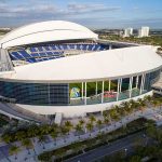 Dems Argue World Cup Economic Bump Is Weak Baseball stadium with retractable roof partially open