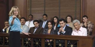 Murderer Laughs in Court, Then He’s Attacked Attorney pointing toward the jury in a courtroom