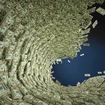 Federal Deficit Is the WORST Since COVID Tornado of US dollar bills swirling into a vortex