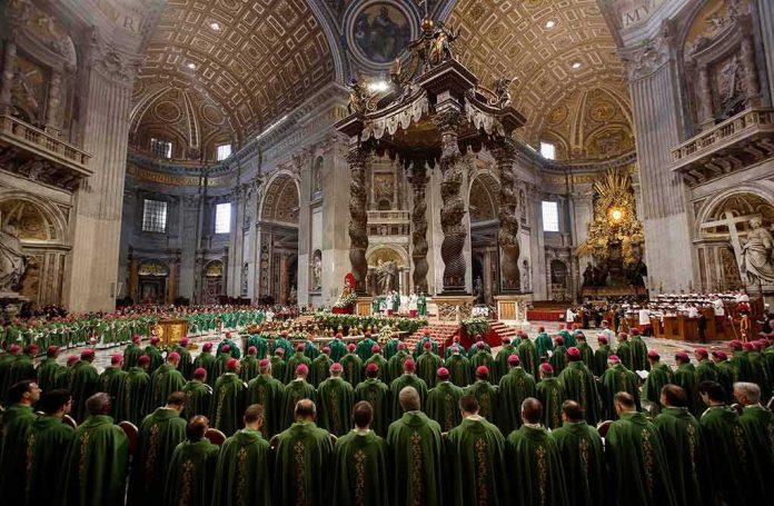 Jonathan Cyprien among clergy during a mass in a grand cathedral interior